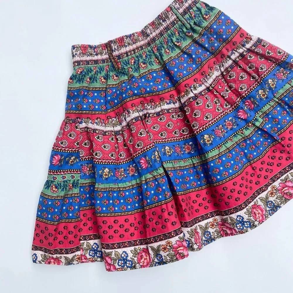 90s Vintage Fredericks of Hollywood Colorful Boho Mini Skirt XS S 0 2 4 Womens